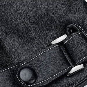 Leather Bike Gloves Wrist Length Black Plain Style <b>Thermal</b> Unlined Casual Outdoor Travel Winter Wear for Daily Use - Product Image 6