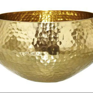 Bol de service léger et écologique en aluminium, design classique, bordure décorative plaquée or, compatible lave-vaisselle, pour fruits et fêtes - Product Image 1