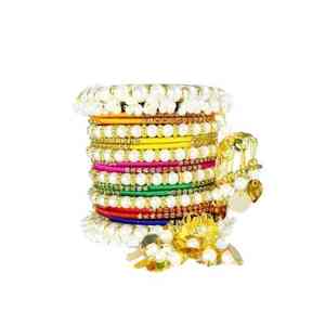 Premium Trendy Islamic Maroon Gold Wedding <b>Bangles</b> <b>Set</b> Traditional Kundan Women's Jewelry Collection - Product Image 2
