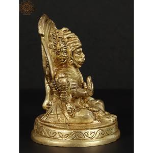 Sculpture artisanale indienne exotique de 3 pouces en laiton, modèle Panchmukhi Hanuman ZEF61, fabriquée en Inde pour offrir en cadeau - Product Image 4