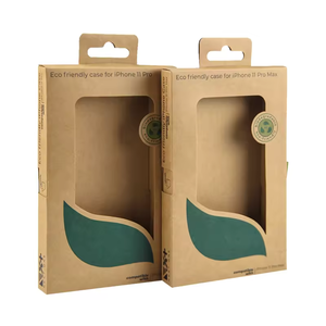 Boîte en papier kraft avec fenêtre pour emballage de coque de téléphone portable, impression personnalisée, emballage recyclable pour coque de téléphone - Product Image 1