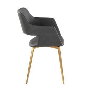 Juego de 2 Sillas de Comedor/Accesorio Margarite, Metal Dorado y Cuero Sintético Gris, Diseño Contemporáneo y Elegante - Product Image 3