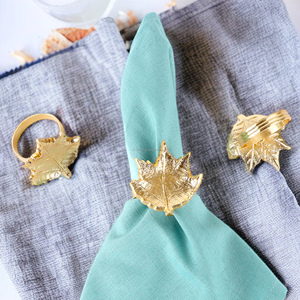 Vente chaude Métal Cercle Serviette Anneau Feuille D'or En Forme De Décoration De Table pour La Partie En Gros En Vrac Quantité - Product Image 3