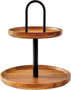 Top Leaf Design Wooden Cupcake Stand Natural Best Dessert <b>Display</b> Tray for Party Wedding Home Decor Wood 2 Tier Cake Stand - Product Image 2