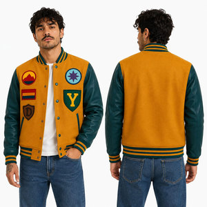 Red White Letterman <b>Jacket</b> With Applique R Football <b>Star</b> Lightning Design Full Sleeve Button Front Adult Casual Autumn Wear - Product Image 2