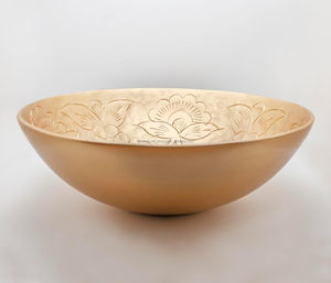 ชามตกแต่งทำด้วยมือสีทองทองเหลืองแกะสลักดอกไม้หรูหราโบฮีเมียนโต๊ะกลางตกแต่งบ้านเสิร์ฟจานวันหยุด - Product Image 1