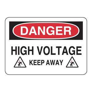 Panneau de signalisation de sécurité - Danger Haute Tension - Restez Éloignés - Avertissement de Danger Électrique en PVC pour Zones de Travail - Product Image 1