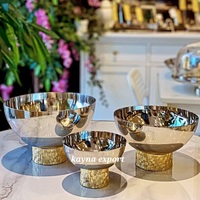 Luxe gepolijste metalen, milieuvriendelijke, moderne serveerschaal met gouden PVD afwerking, aangepast logo, CE-gecertificeerd, voor feestjes, fruit en snacks