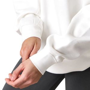 Sweat-shirt blanc à col zippé 1/4 pour femme, coupe oversize, manches longues, style streetwear décontracté, coupe ample, vêtement tendance - Product Image 5