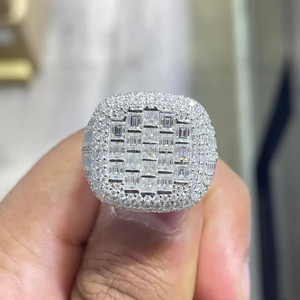 Men's <b>Iced</b> Out Baguette Lab Grown Hip Hop , Custom Made VVS Lab Grown Engagement <b>Ring</b>, for Him - Product Image 1