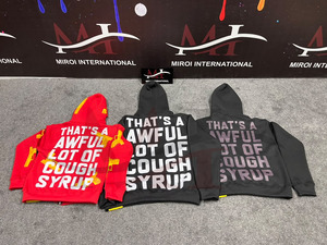 Sudadera con Capucha de Algodón 100% de Alta Calidad con Pedrería, Estilo Urbano, para Hombre, con Estampado 'THAT'S a AWFUL LOT of COUGH SYRUP' - Product Image 2