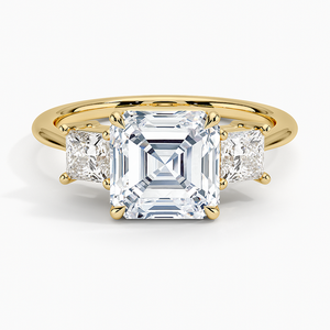 แหวนเพชรทรงสามเหลี่ยมเจียระไนแบบ Asscher เพชรเลี้ยงในห้องปฏิบัติการ ทองคำขาว 14K ประดับเพชรทรงเจ้าหญิงด้านข้าง แหวนหมั้นสำหรับผู้หญิง เครื่องประดับชั้นดี - Product Image 1