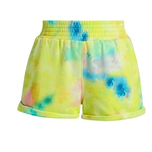 Pantalones Cortos Deportivos Elásticos de Cintura Alta con Estampado Tie-Dye para Mujer, Color Caramelo, Ideales para Verano - Product Image 6