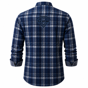 Chemise à carreaux pour homme, sur mesure, en coton, à manches longues, boutonnée, en flanelle, coupe ajustée, décontractée, haut de gamme, vente en gros - Product Image 5