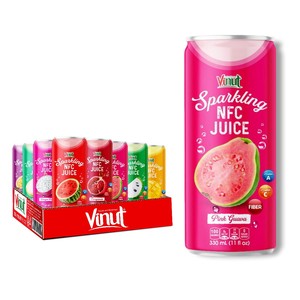Para VINUT Sparkling Guava Juice 330ml Pack 24 Non-GMO Sin azúcar añadido Jugo de frutas y verduras Proveedor al por mayor Muestra gratis OEM - Product Image 1
