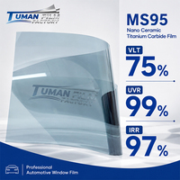 Film céramique nano en carbure de titane Tuman, teinte bleu clair transparente, avec une forte réjection des UV et des IR, pour utilisation sur les vitres latérales automobiles