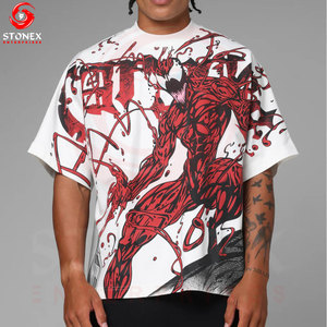 T-shirt personnalisé à col épais, 100% coton, t-shirts épais et unis, coupe ample pour homme - Product Image 1
