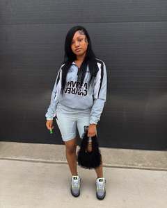 Conjunto de 2 piezas de chaqueta y pantalones cortos con cremallera para hombre, estilo streetwear, con logotipo personalizado del fabricante, 100% nailon, talla grande, cortavientos. - Product Image 5