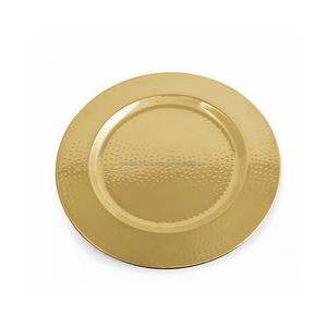 Handcrafted 12 Inch Brass Hammered Charger Serving Plate Indian Artisan Dinnerware for Home and Restaurant Use - Product Image 2