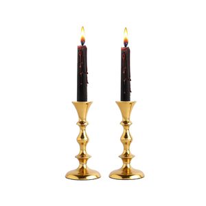 Juego de 2 Portavelas Cónicos de Aluminio Glam Gold, Estilo Rústico Francés, Acabado en Latón, Elegantes para Sala de Estar - Product Image 2
