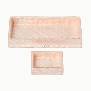 Plateau de service rectangulaire en bois fait main avec motif écaille de poisson en nacre, plat décoratif pour usage résidentiel, décoration intérieure - Product Image 3