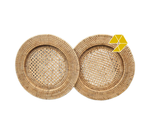 แผ่นรองจานหวายแบบเรียบง่ายตกแต่งโต๊ะแบบธรรมชาติสำหรับรับประทานอาหารสไตล์ยุโรปแผ่นรองจานหวายทรงกลมสไตล์โบโฮ - Product Image 1