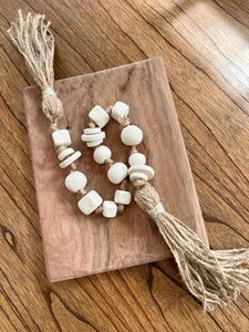 New Arrival Heart Shape Bead Garland With Tassels Farmhouse Decor Romantic <b>Boho</b> Rustic Home Styling <b>Hanging</b> Accent - Product Image 3