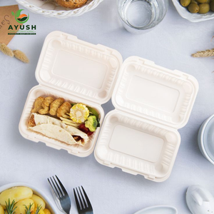 Conteneur alimentaire en fibre de canne à sucre résistant à la chaleur 6x9 pouces avec couvercle pour pâtes chaudes et nouilles, idéal pour les services de restauration rapide - Product Image 2