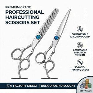 Best Sale Stainless Steel <b>Barber</b> Scissor <b>Set</b> Professional Hair Cutting Shears for Salon and Home Use Made In Pakistan - Product Image 6