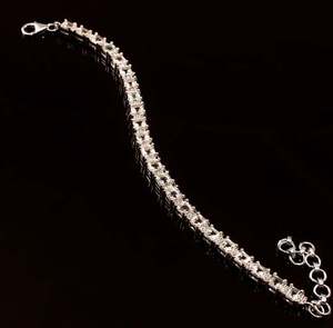 RAMDUT IMPEX Unisex 925 Silver Tennis Bracelet Princess Cut Moissanite Channel Setting Trendy Classic Wedding Anniversary - Product Image 5