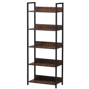5-Tier Tall Industrial Metal <b>Bookshelf</b> <b>Rustic</b> Vintage Display Bookcase with Open Shelves Freestanding Freestanding Display Rack - Product Image 1