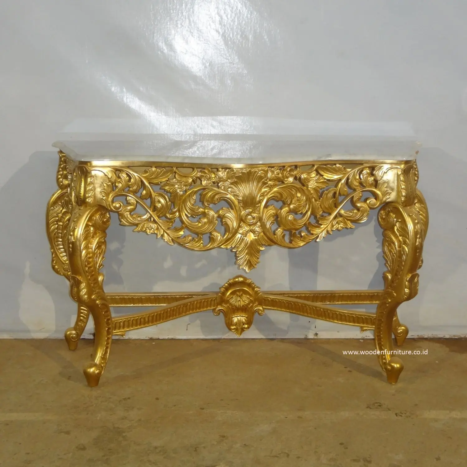 Table de couloir en feuille d'or et miroir avec dessus Table de Console sculptée en bois de marbre avec miroir pour meubles d'hôtel et de maison classiques