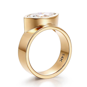 แหวนเพชรทรงมาร์คีส์ 1.5 กะรัต ทองคำแท้ 14K สีเหลืองทอง สำหรับเป็นแหวนหมั้นหรือของขวัญวันครบรอบสำหรับผู้หญิง - Product Image 4