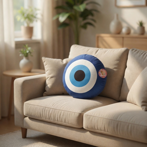 Evil Eye Plush Decorative <b>Pillow</b> for Kids Blue White Geometric Pattern Soft Cushion for Sofa Bed Chair Home Interior Styling - Product Image 5