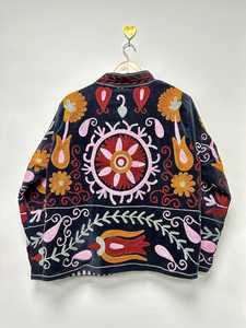 <b>Women's</b> <b>Velvet</b> <b>Jacket</b> Turn Down Collar Floral Embroidered Prairie Chic Autumn Coat <b>Women</b> Long Sleeve <b>Jacket</b> Prairie Style - Product Image 4