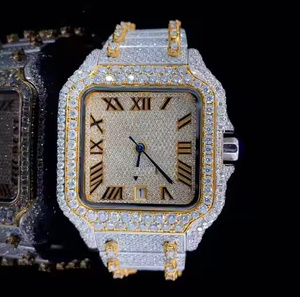 Platinum Luxe Wave iced out Moissanite Quartz Watch for Men Diamond Style Luxury Wrist Watch Sparkle and Solid Construction - Product Image 5