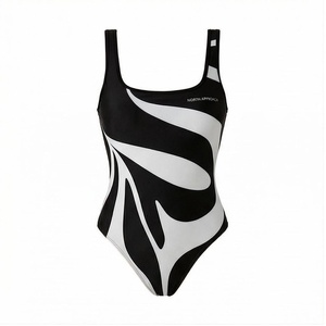 North Approach Women's One-Piece Swimsuit Geometric Print Scoop Neck Stretch Spandex Polyester Swimwear - Product Image 1