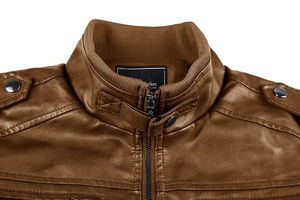 Custom Solid Bomber <b>Jacket</b> for Men One Piece Fur & Velvet Suede <b>Leather</b> Motorcycle <b>Winter</b> Outwear Coat OEM Support - Product Image 2