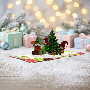 Gnomos de Navidad, Tarjeta de Papel 3D Pop-Up, Regalo Navideño Hecho a Mano, Decoración con Diseño Personalizado - Product Image 5