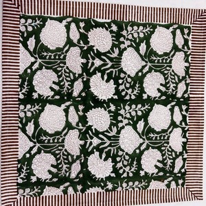 Ensemble de serviettes en tissu imprimé en coton faites à la main, 3 pièces, vert et blanc, motif floral, décoration de table traditionnelle - Product Image 5