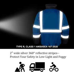 Chaqueta de Seguridad de Alta Visibilidad para Invierno, Transpirable e Impermeable, para Uso en Exteriores, Chaqueta de Seguridad FOB, Chaqueta de Trabajo Reflectante para Invierno - Product Image 4