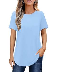 T-shirt d'été vintage pour femme, coupe classique, décontracté, en fibre de bambou, avec appliques, logo personnalisé, prix usine OEM, vente en gros - Product Image 5