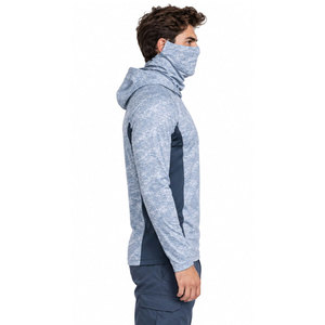 Chemises de pêche à manches longues pour hommes avec logo personnalisé, protection solaire UPF 50+, masque intégré, cache-cou anti-UV, sweat à capuche léger pour la pêche, en vente - Product Image 5