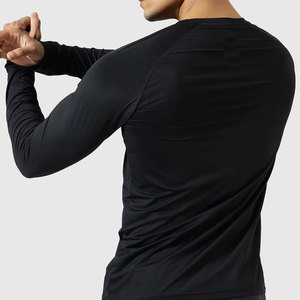 Solid Color Long Sleeve <b>Men</b> <b>Compression</b> <b>Shirts</b> Breathable Eco-Friendly Quick Dry Customized Logo OEM Service - Product Image 4
