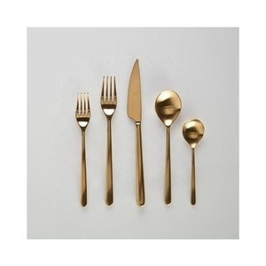 Ensemble de couverts en acier inoxydable plaqué or couteau cuillère et fourchette ensemble de couverts en acier inoxydable à long manche plat - Product Image 5