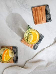 Posavasos de Resina con Diseño de Río y Madera de Acacia, Aspecto de Mármol, Posavasos de Resina Epoxi, Artículos para Bebidas, Regalo de Inauguración de Casa, Regalo para Él - Product Image 4