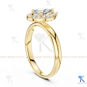 แหวนเพชรทรงลูกแพร์แบบ Halo ประดับเพชร CVD ที่เพาะเลี้ยงในห้องปฏิบัติการ KRUP JEWELS KJ 84 ตัวเรือนทองคำแท้ 14K พร้อมใบรับรอง IGI - Product Image 2