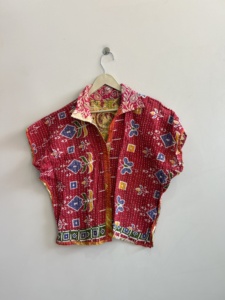 Embroidered Reversible <b>Quilted</b> Kantha Short <b>Jacket</b> Boho Vintage Coat Women <b>Jacket</b> - Product Image 3