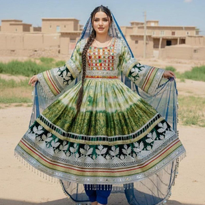 2026 New Arrivals Fashionable Lace <b>Ruffles</b> Appliques Embroidered Slim Fit Afghan Kuchi Ladies Long Sleeves Afghan Kuchi <b>Dress</b> - Product Image 1