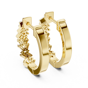 Art Deco Baguette Cluster Huggie <b>Hoop</b> <b>Earrings</b> Lab Grown Diamond E VVS VS 14K 18K <b>Solid</b> Gold Fine Engagement Jewelry For Women's - Product Image 5